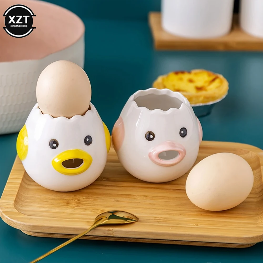 

Yolk White Separator Chicken Egg Ceramic Cartoon Chick Egg Strainer Dining Cooking Kitchen Gadget Baking Accessories Egg Rack