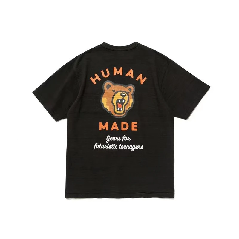 

New 23SS Cotton Crew Neck Human Made T-shirt Chest Pocket Bear Head Print Human Made Short Sleeve Top
