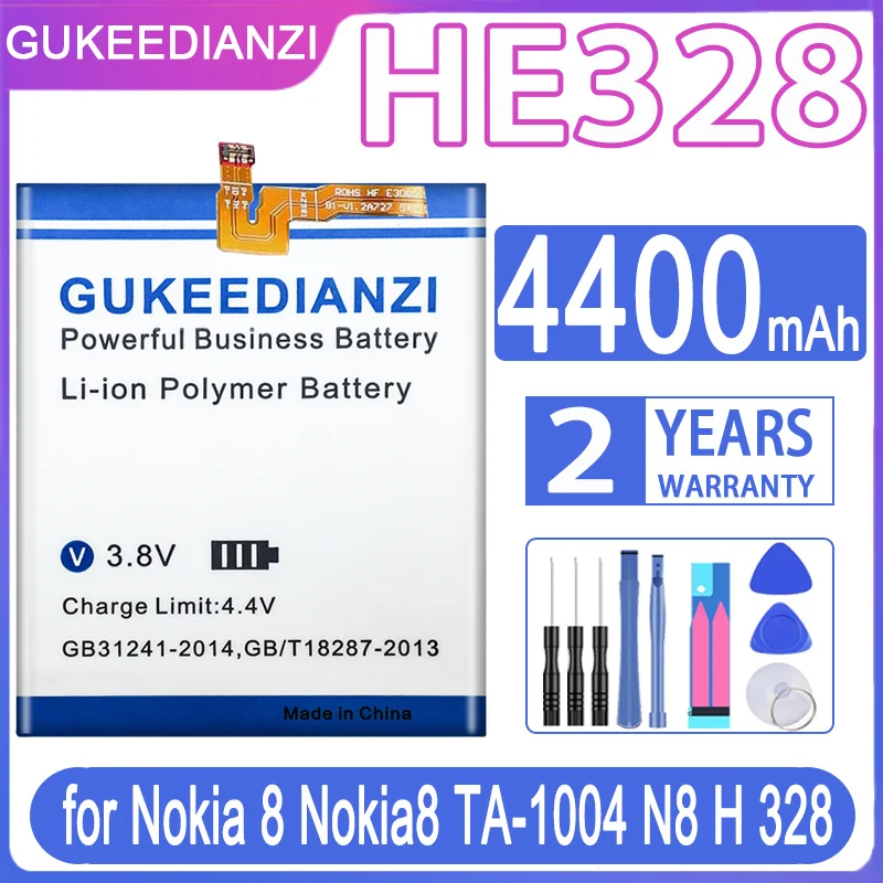 Сменный аккумулятор GUKEEDIANZI HE328 4400 мАч для Nokia 8 Nokia8 TA-1004 N8 H 328