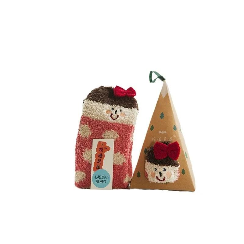 Рождественские носки с милым животным дизайном и оленем подарочные 3D пушистые