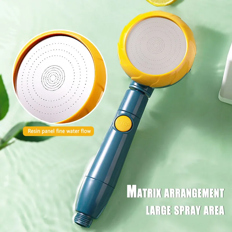 

Handheld High Pressure Shower Head with Stop Button Adjustable Bathroom Nozzle Accessories Easy Installation XH8Z