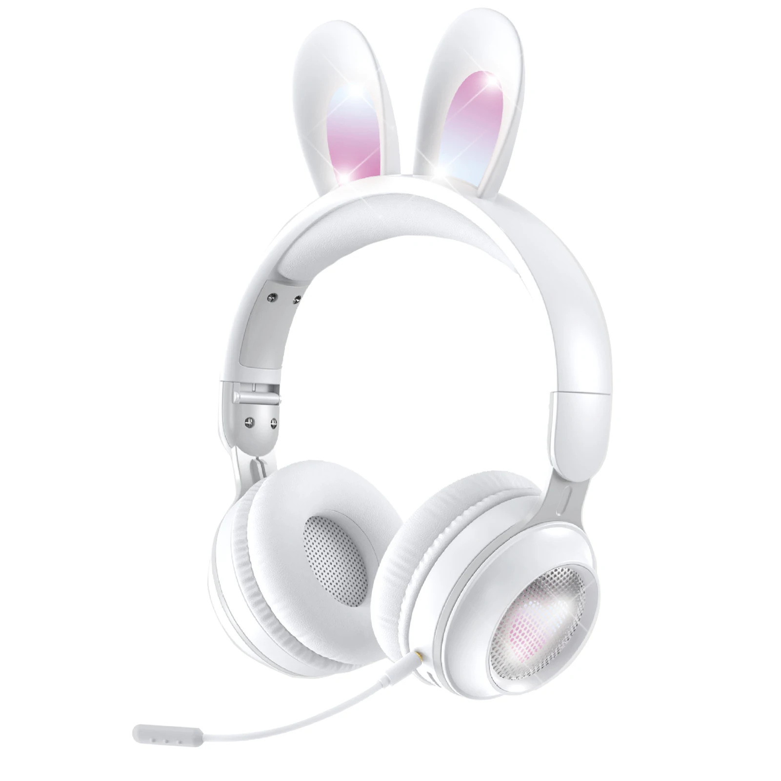 

LED Light Portable Cute With Mic Stereo Fashion Bluetooth Compatible Rechargeable Wireless Gaming Headset Gift Rabbit Ear Home