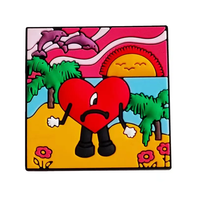 18pcs/set Hot sell Clown Garden Shoes Accessories PVC Bad Bunny Shoe Decorations Fit Kids Croc Jibz Charm X-mas Gift