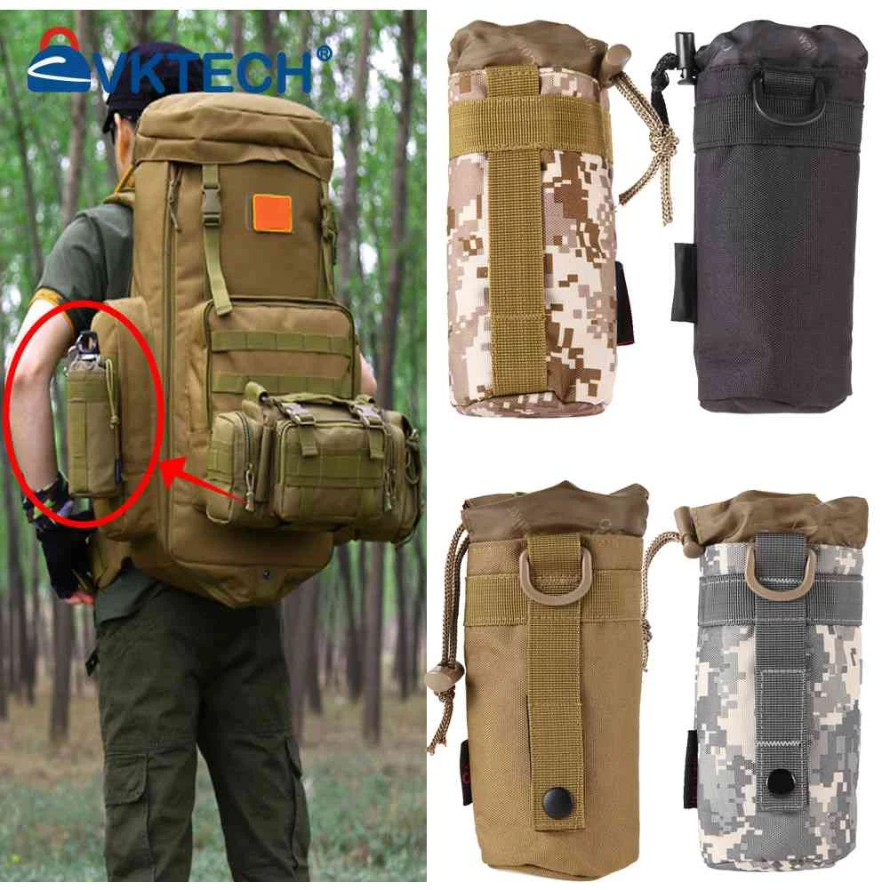 

Molle Water Bottle Bag for Outdoor Travel Camping Hiking Fishing Drawstring Bottle Kettle Holder Pouch Tactical Tool Carrier Bag