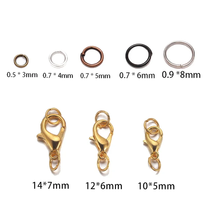 

Jewelry Making DIY Kit Wholesale 200 Rings 100 Buckle Set Lobster Buckle Bracelet Open Jump Ring Necklace Connector