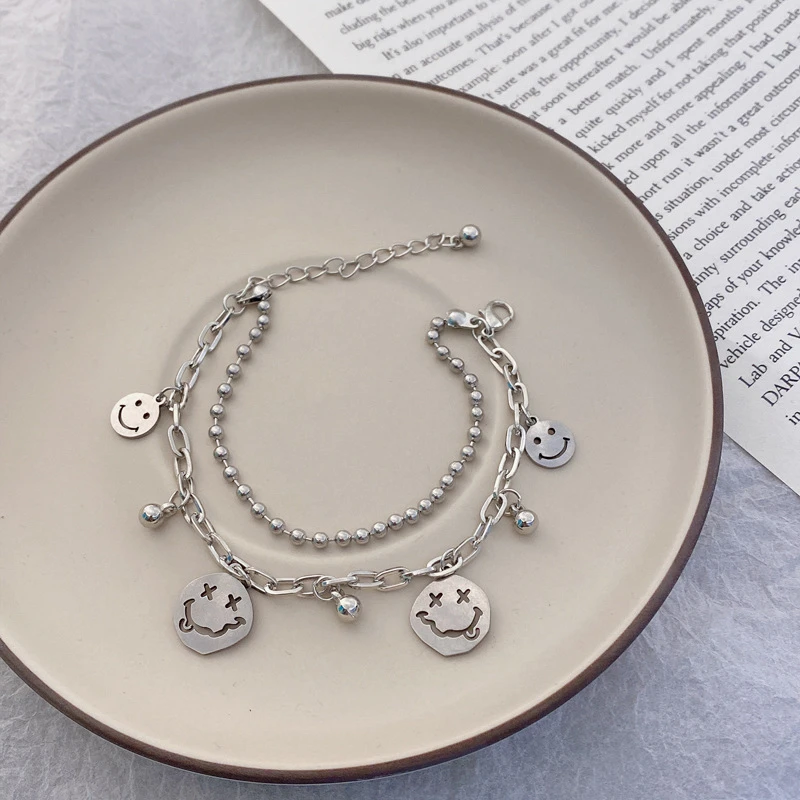 

Fashion Double Layer Chain Bracelet Pendant Women's Personalized Hip Hop Jewelry Charm Bracelet Jewelry Gift for Best Friends