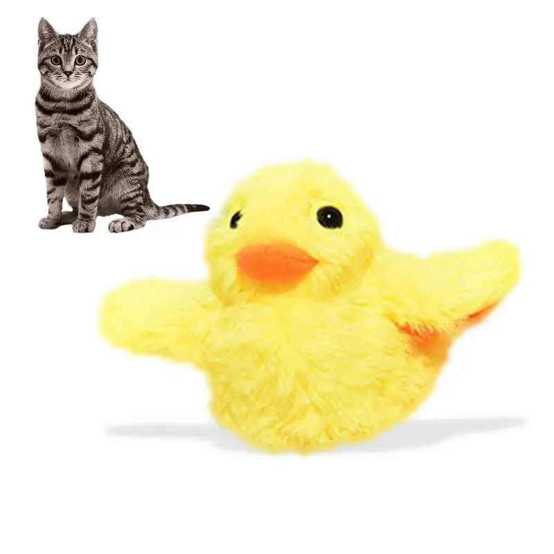 

Rechargeable Flapping Duck Quack Chirping Beating Wings Cat Kicker Toy Touch Activated Kitten Toy Plush Interactive