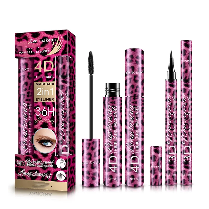 

Liquid Eyeliner Pencil+4D Waterproof Mascara Set Cosmetics Black Eye Liner Long Thick Curling Mascara Lasting Eye Makeup TSLM1