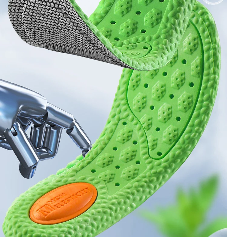 Sports Shock Absorption Insole Green PU Memory Foam Breathable Arch Support Orthopedic Shoes Pad Men Women Feet Care Shoes Pad