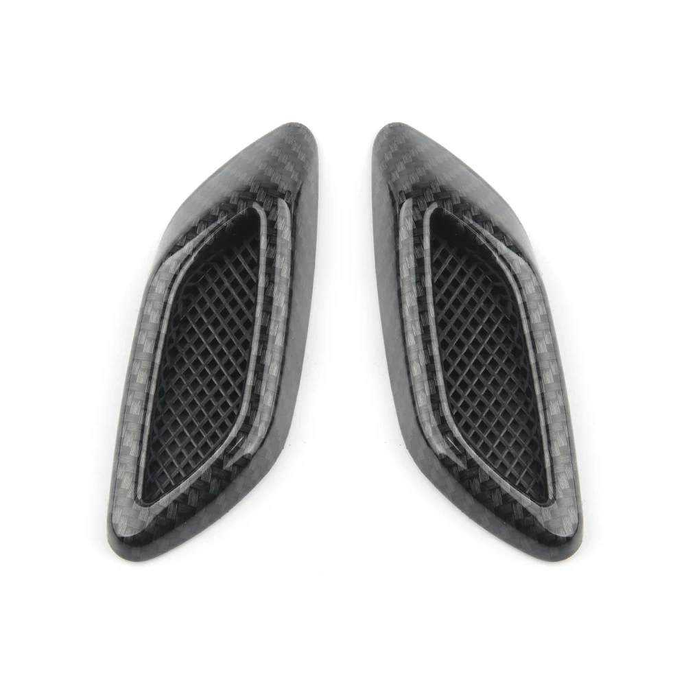 

2Pcs Carbon Fiber Car Hood Frame Decorative Stickers Fender Air Outlet Side Mark Universal Decorative Cover