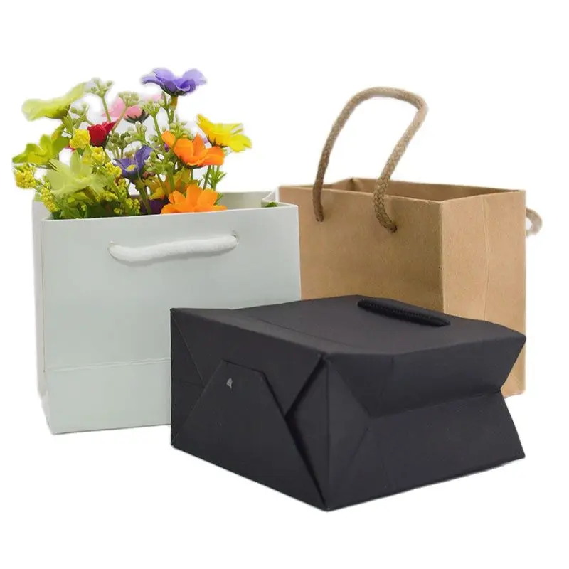 40 шт./лот белая/черная Высококачественная бумажная Подарочная сумка с ручкой для