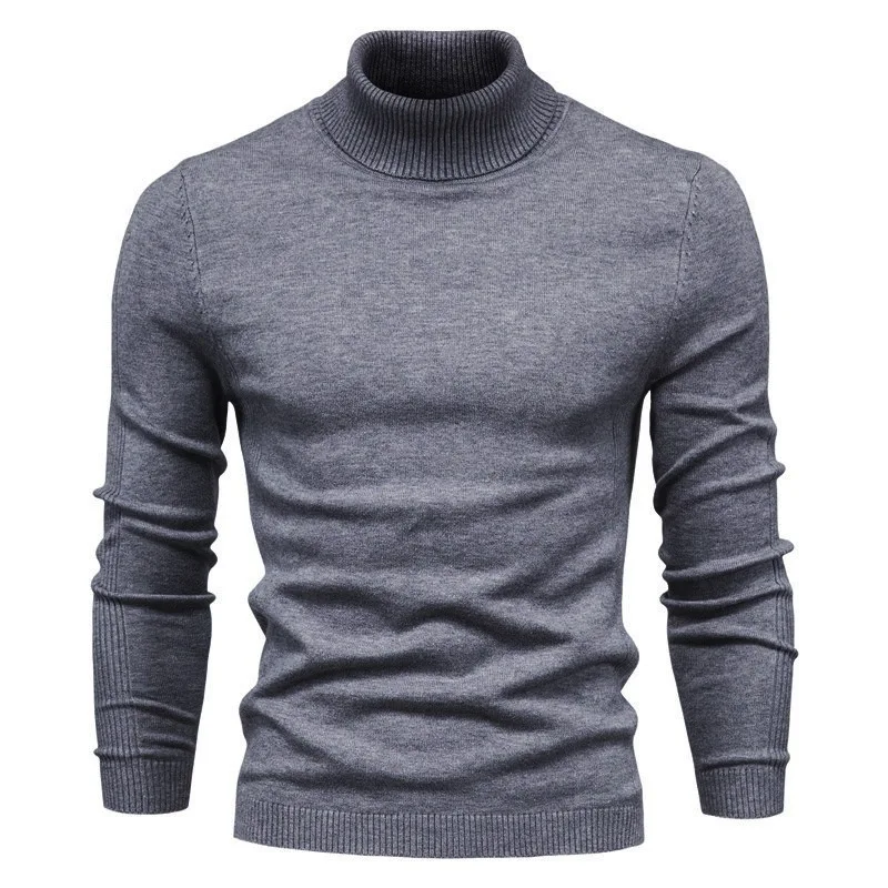 

Men Sweater Spring and Autumn Fashion Solid Color Slim-Fit Jumper Men Long Sleeve Turtleneck Knitting Sweater