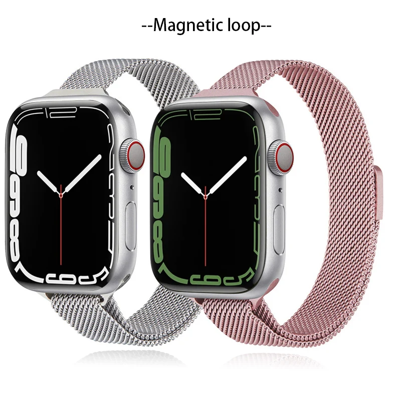 

Slim Strap For Apple watch band 40 44mm 38mm 42mm Magnetic loop stainless steel watchband iwatch series band 7 3 4 5 6 se 41 45