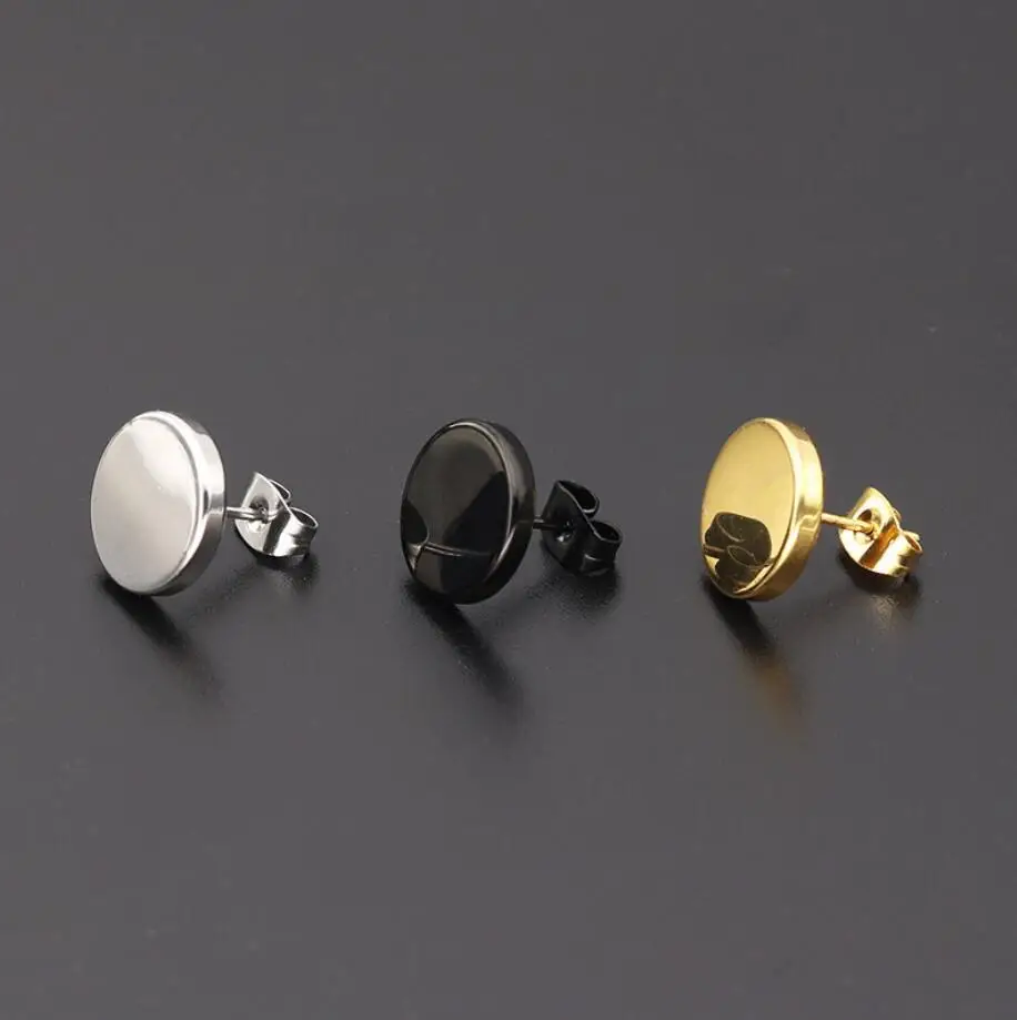 

Stainless Steel Ear Studs Earrings Round Shaped Clasp Push Back Earrings for Women Men Jewelry Accesories Cool Gift