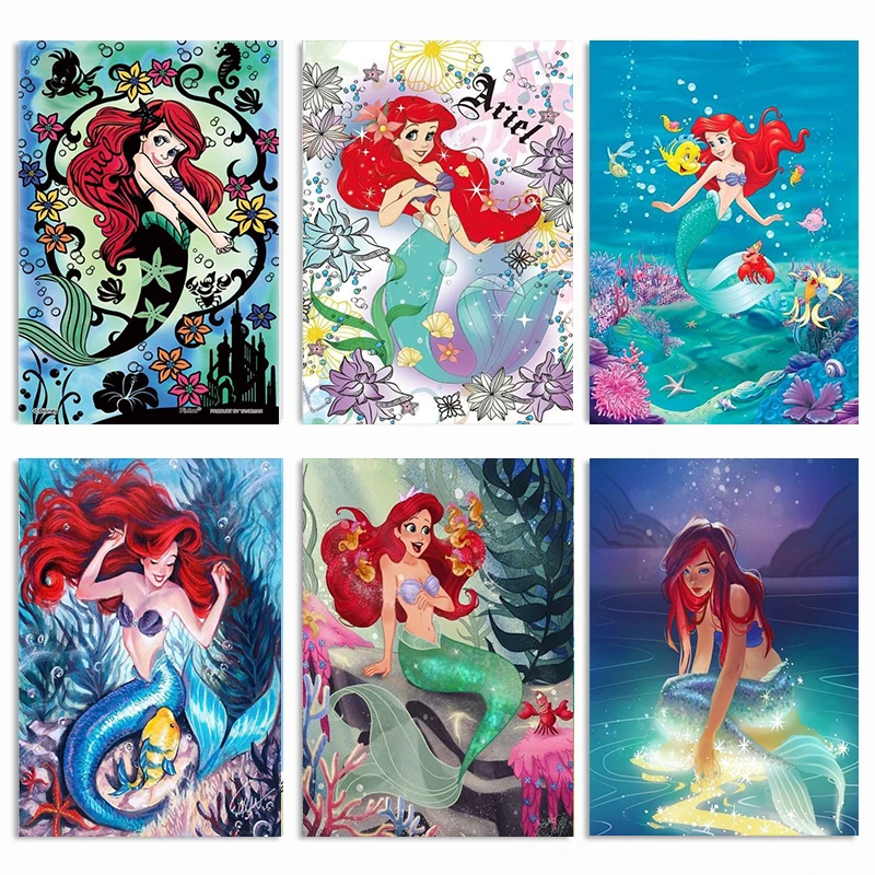 

Disney DIY 5D Diamond Painting Cross Stitch Cartoon The Little Mermaid Ariel Princess Embroidery Mosaic Wall Decor Gifts ll163