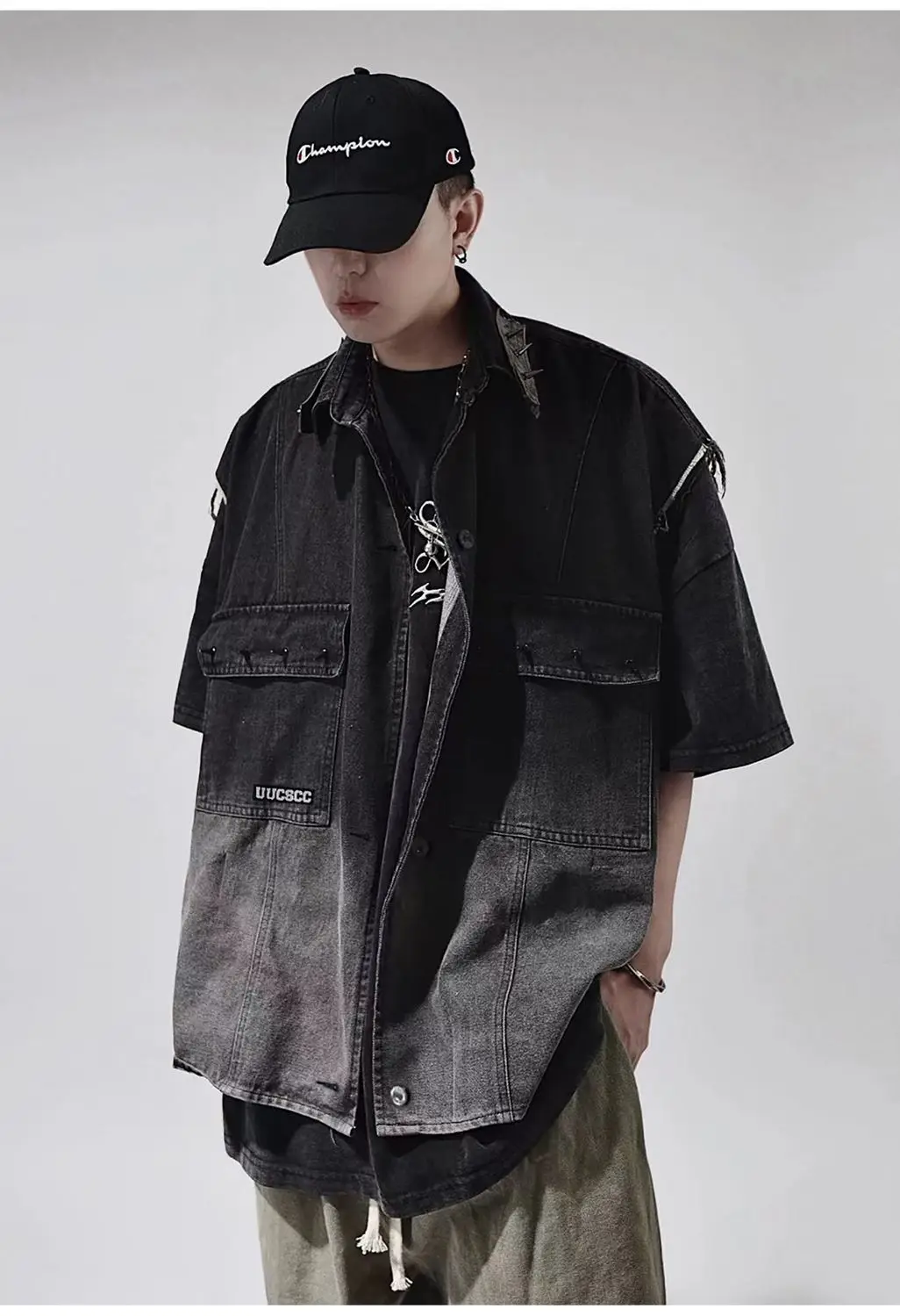 Джинсовая безрукавка с заклепками винтажная свободная уличная одежда из денима