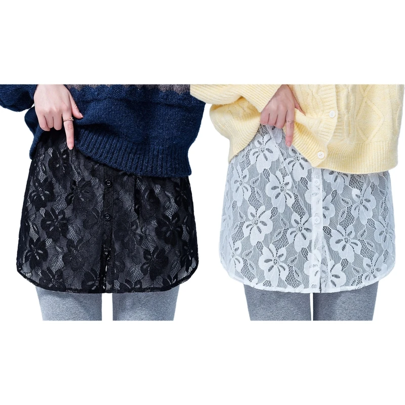 

Кружевная мини-юбка с разрезом, листьями клевера, цветочным рисунком, пуговицами спереди