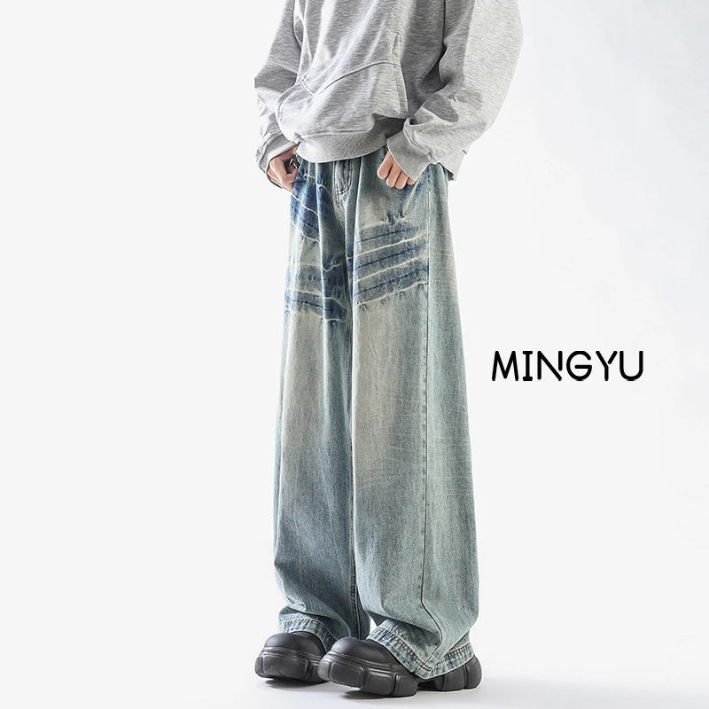 Весна-лето мешковатые широкие джинсы в американском стиле мужские повседневные