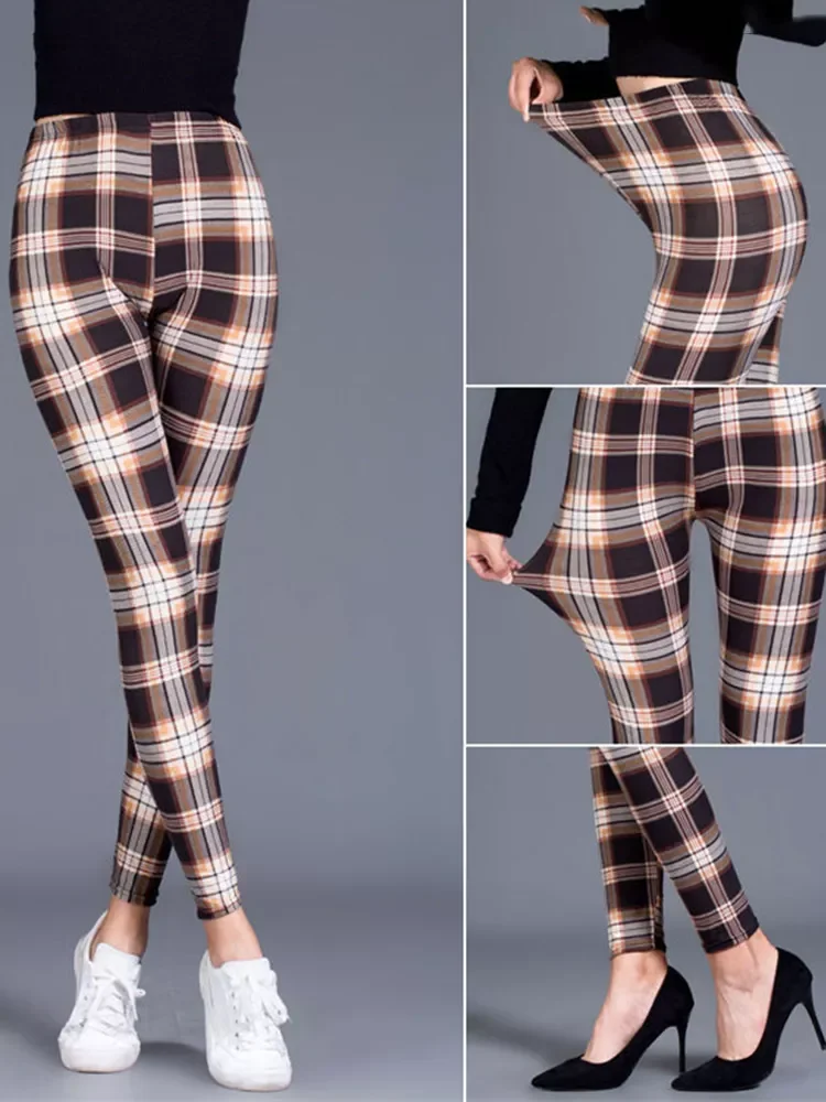 New women pants  gymWorkout Jogging For Women Leggings Push Up Trousers Grid Printed Fashion High Waist Pants Athleisure Sexy Le