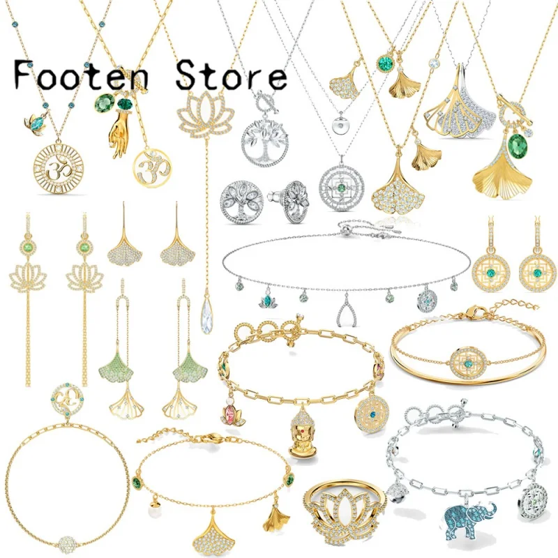 

SWA 2023 Fine Fashion Jewelry Set Swan Mandala Symbol Charms Lotus Water Drop Pendant Earrings Necklaces Bracelets for Women