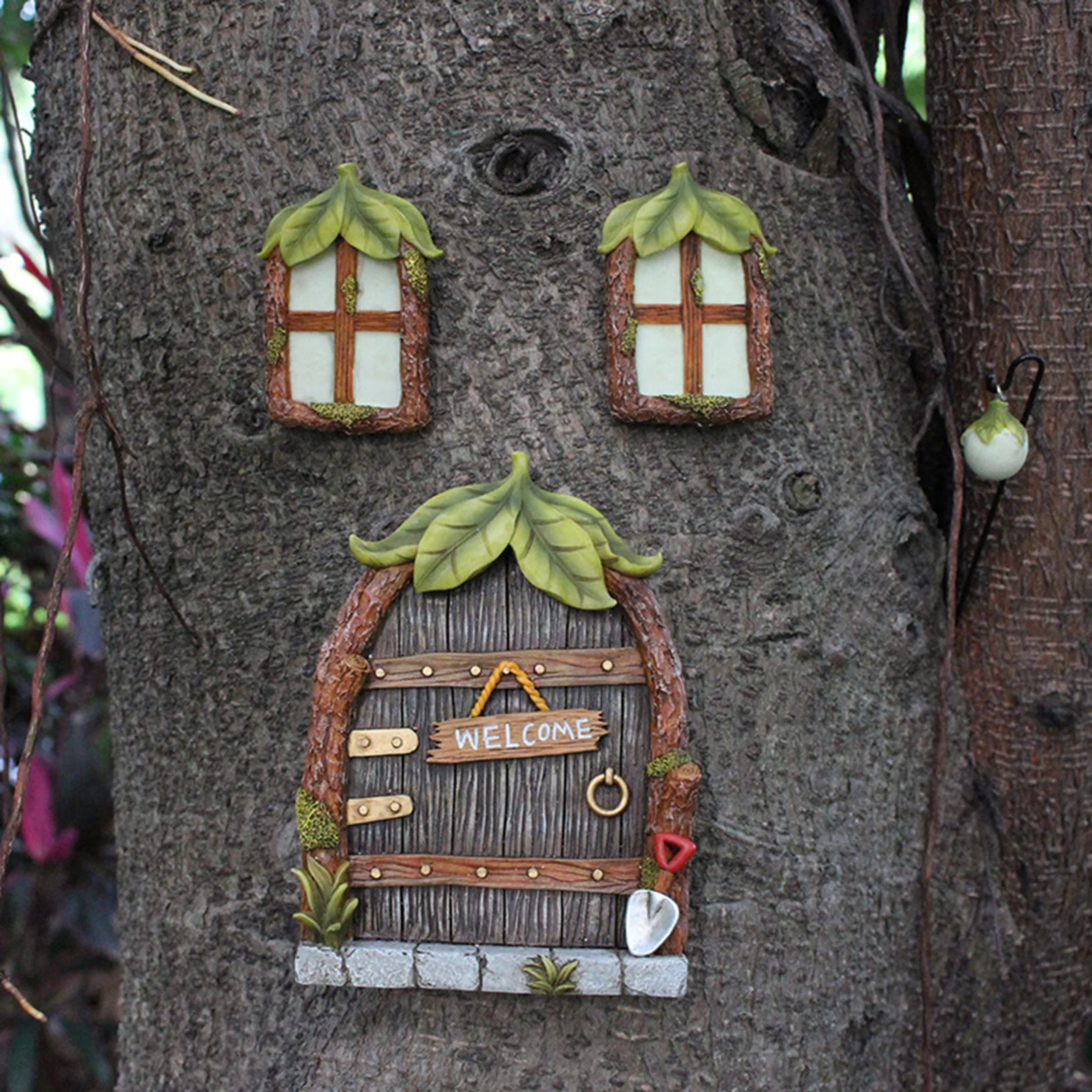 

Miniature Fairy Garden With Lamp Window Door Elf The Dark Yard Art Sculptures For Home Outdoor Garden Statue Decor Accessories