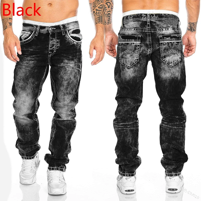 

Fashion Streetwear Men Jeans Tie Dye Retro Washed Micro Bomb Straight Denim Trousers Hip Hop Punk Style Pants Spodnie Meskie