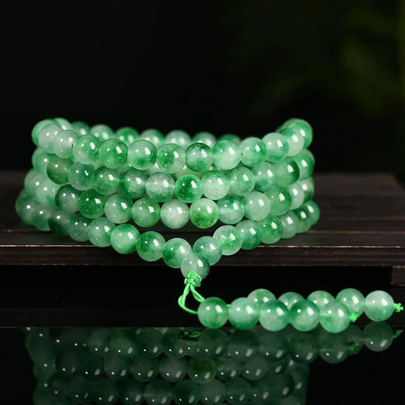 

Multilayer Tassel Charm Jade Bracelet Women Fine Jewelry Myanmar Jadeite Ice Floating Jades Stone 108 Bead Mala Bangle Bracelets