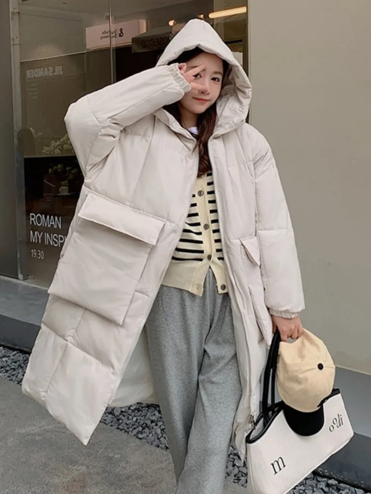 

New Winter Women Long Parkas Jackets Casual Thick Warm Hooded Coat Female Loose Outwear Down Midi Clothings