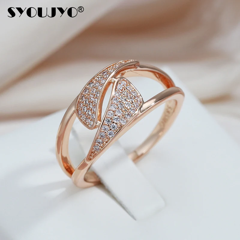 

Natural Zircon Full Paved Rings For Women SYOUJYO Original Design Luxury 585 Rose Gold Color Party Fine Jewelry Accessories