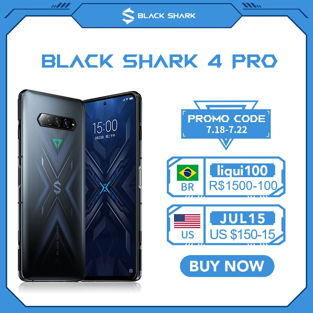 Black Shark 4 Pro Orignal Global Version 5G Gaming Phone Celular 120W Charging Snapdragon 888 Magnetic Pop-Up Triggers 144Hz NFC