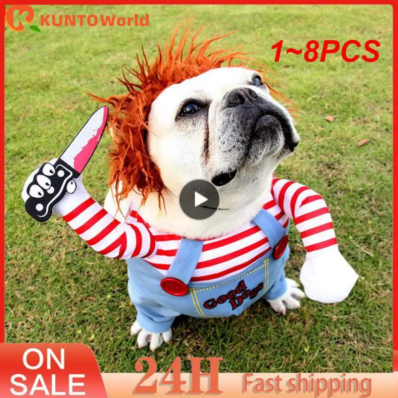 

1~8PCS Halloween Dog Costumes Funny Pet Dog Clothes Dog Cosplay Costume Novelty Clothing For Medium Large Dogs Bulldog Pug