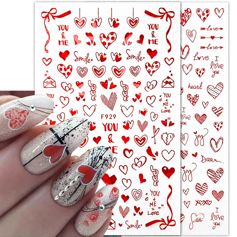 

Valentines Manicure Love Letter Flower 3D Nail Art Stickers For Nails Inscriptions Nail Art Decoration Transfer Sliders Tips