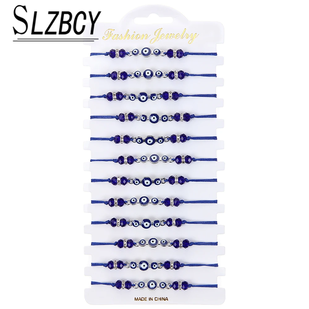 

12 шт./компл. браслет сглаза ручной работы Регулируемая плетеная веревочная цепочка браслеты в богемном стиле для женщин и мужчин модные этн...