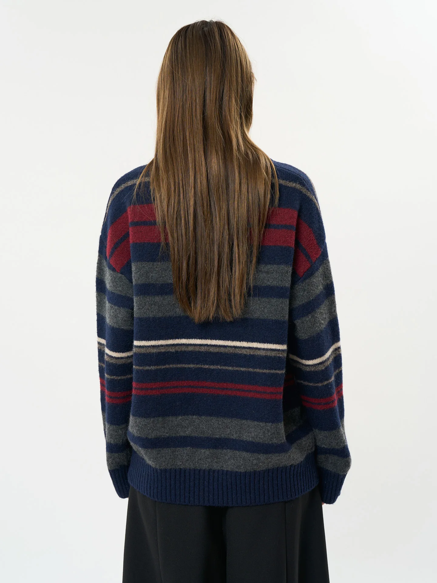 Винтажный свитер большого размера в полоску с круглым вырезом джемпер пуловер