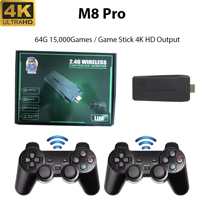 

M8 Pro Game Stick 4K 15000 Retro Video Game Console 2.4G Wireless Controllers Simulators Video Console Kids Gifts Dropshipping