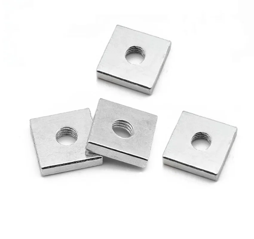 

100pcs Square Nut M5 M6 M8 M6x12x3 Carbon Steel Color Galvanized Zinc Plated Square Thin Nuts GB39 DIN 562 BIGGER SIZE M6x20x4