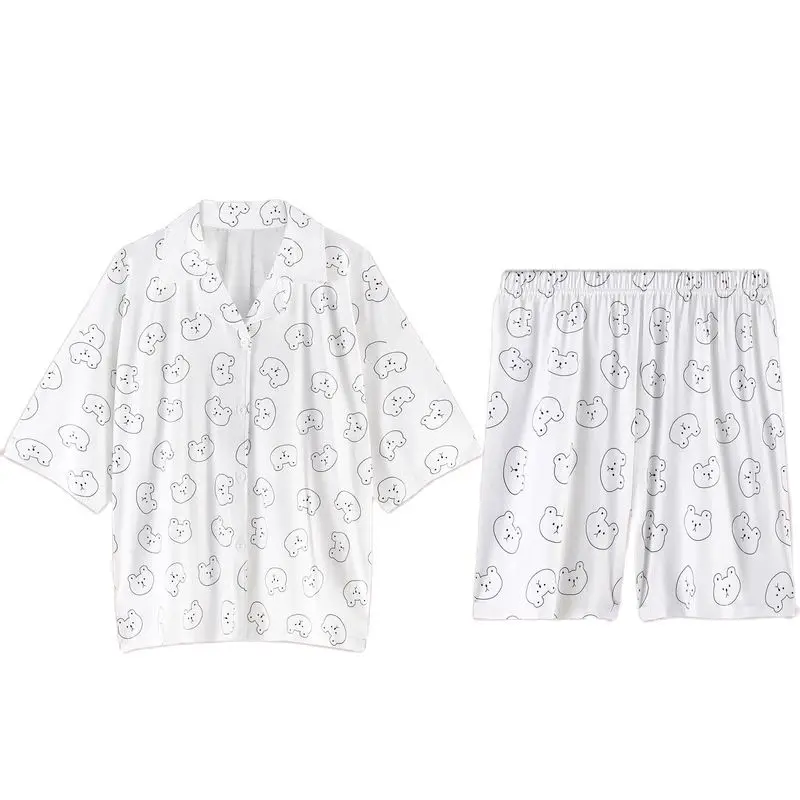 Пижамы в Корейском стиле с принтом медведя женские комплекты одежды летняя