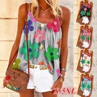 2022 summer sleeveless camisole top loose versatile flower print top sweet and cute bohemian thin strap tank top clothes