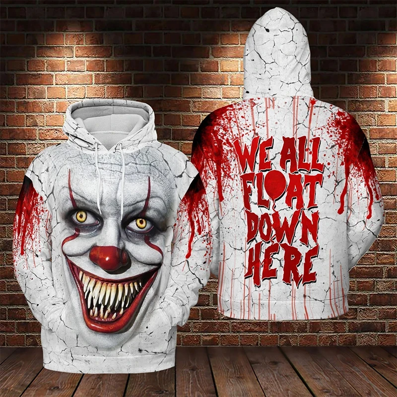 

Chucky Horror Hoodies Men Pennywise Clown IT Printed Sweatshirts Women Casual Cool Harajuku Streetwear Hooded Pullover Overiszed