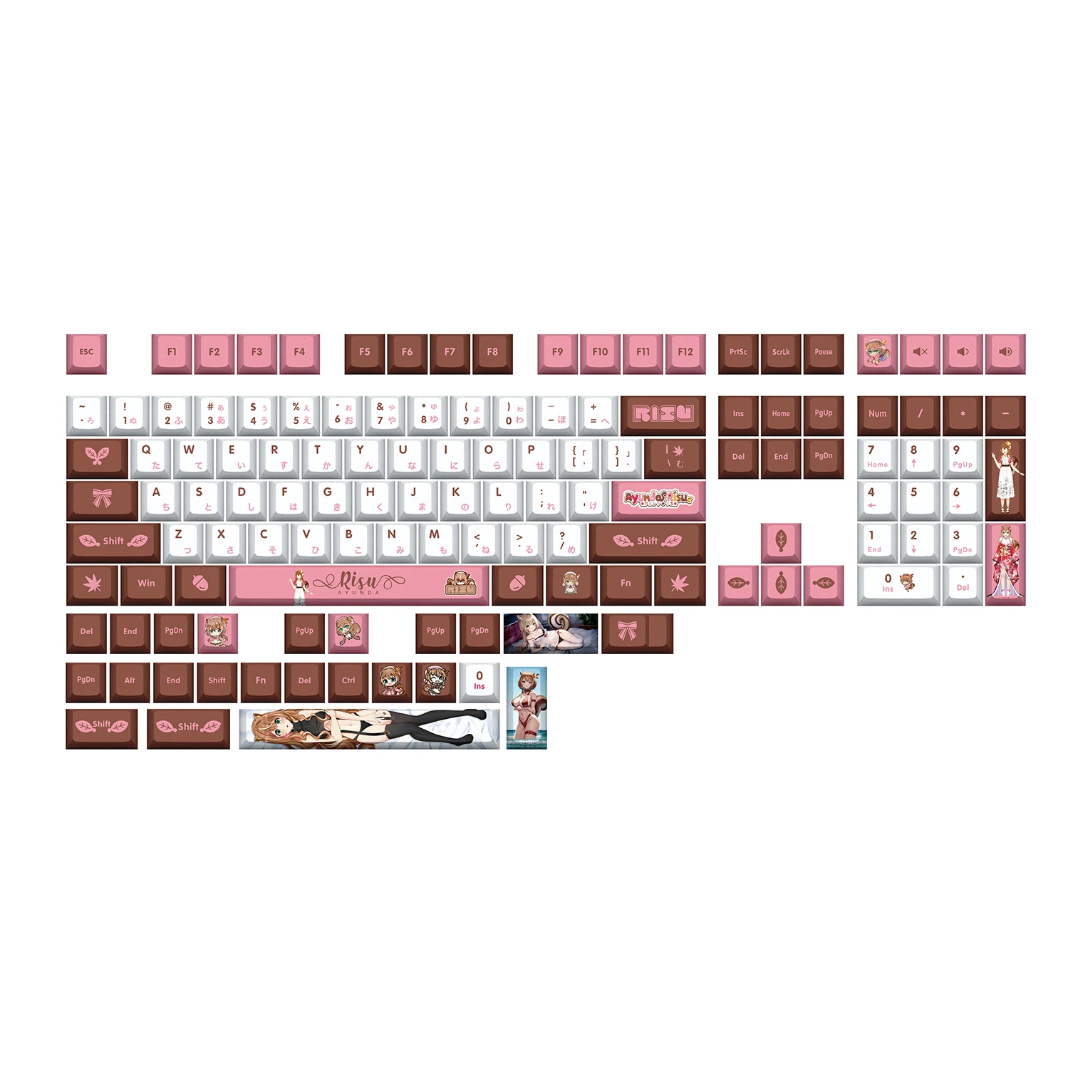 Фото Крышка для клавиш Ayunda Risu 132 Vtuber Hololive, крышка для клавиш PBT DYE SUB Cherry MX, переключатель крестовой оси, колпачок для механической клавиатуры, подарок №2