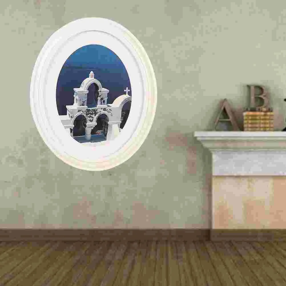 

Frame Picture Oval Photo Wall Frames Hanging Wooden Wood Decoration Classic Home Tool Decorating Displayvintage White Decor