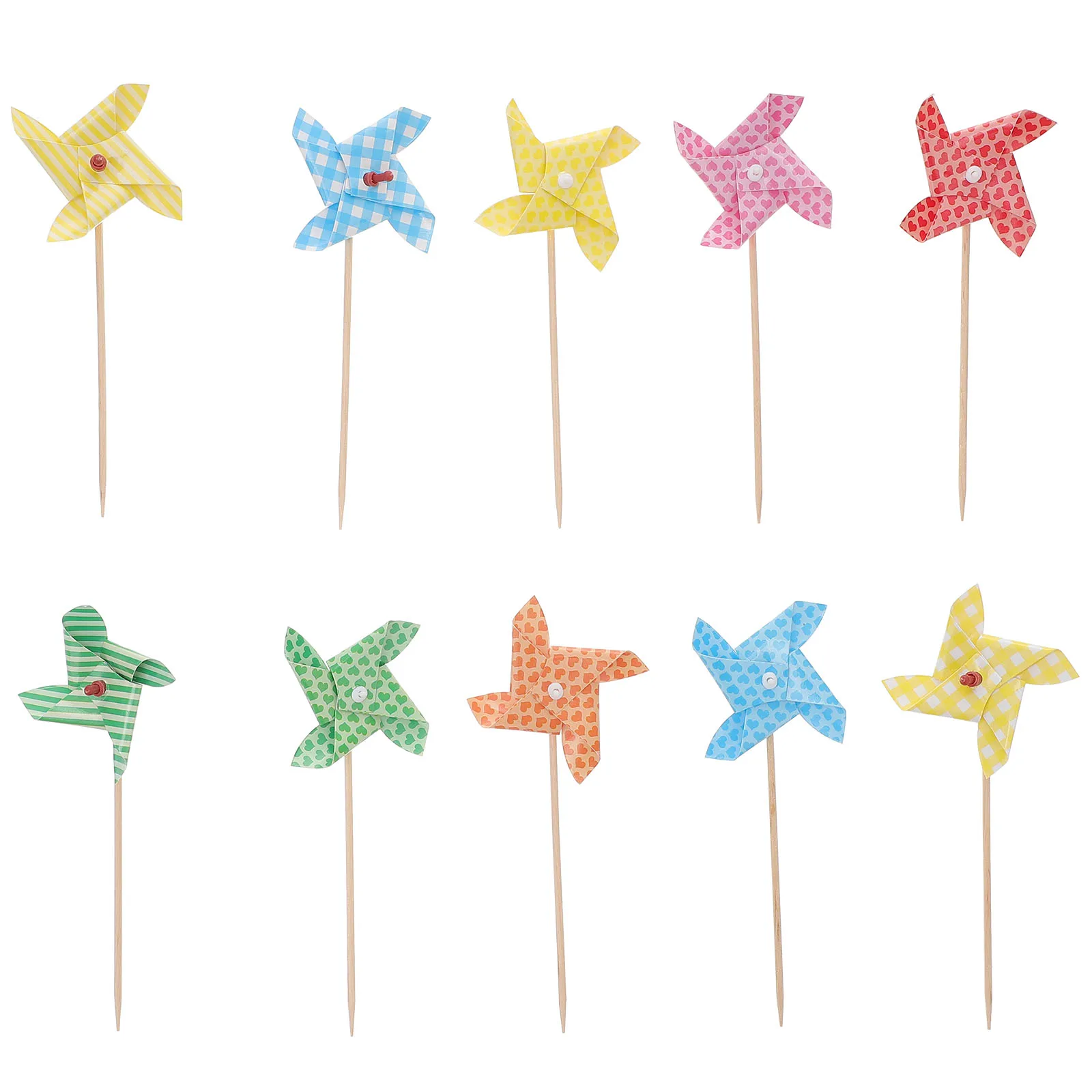 

24pcs Windmill Topper Cake Paper Cupcake Birthday Pinwheel Decorations Mini Picks Toppersshower Baby Pick Handmade Inserts Craft