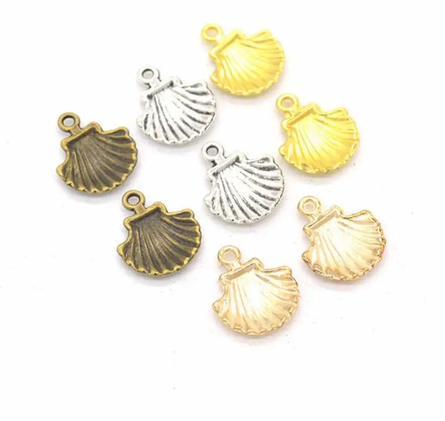 

120 pcs/lot shell Antique Silver Plated Bracelets Charm Pendants Fashion Jewelry Making Findings DIY Charms 18*15mm F0031