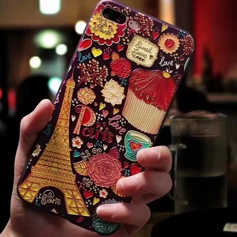 Чехол для Samsung Galaxy A06 с 3D цветочным рельефом силиконовая задняя крышка тиснением