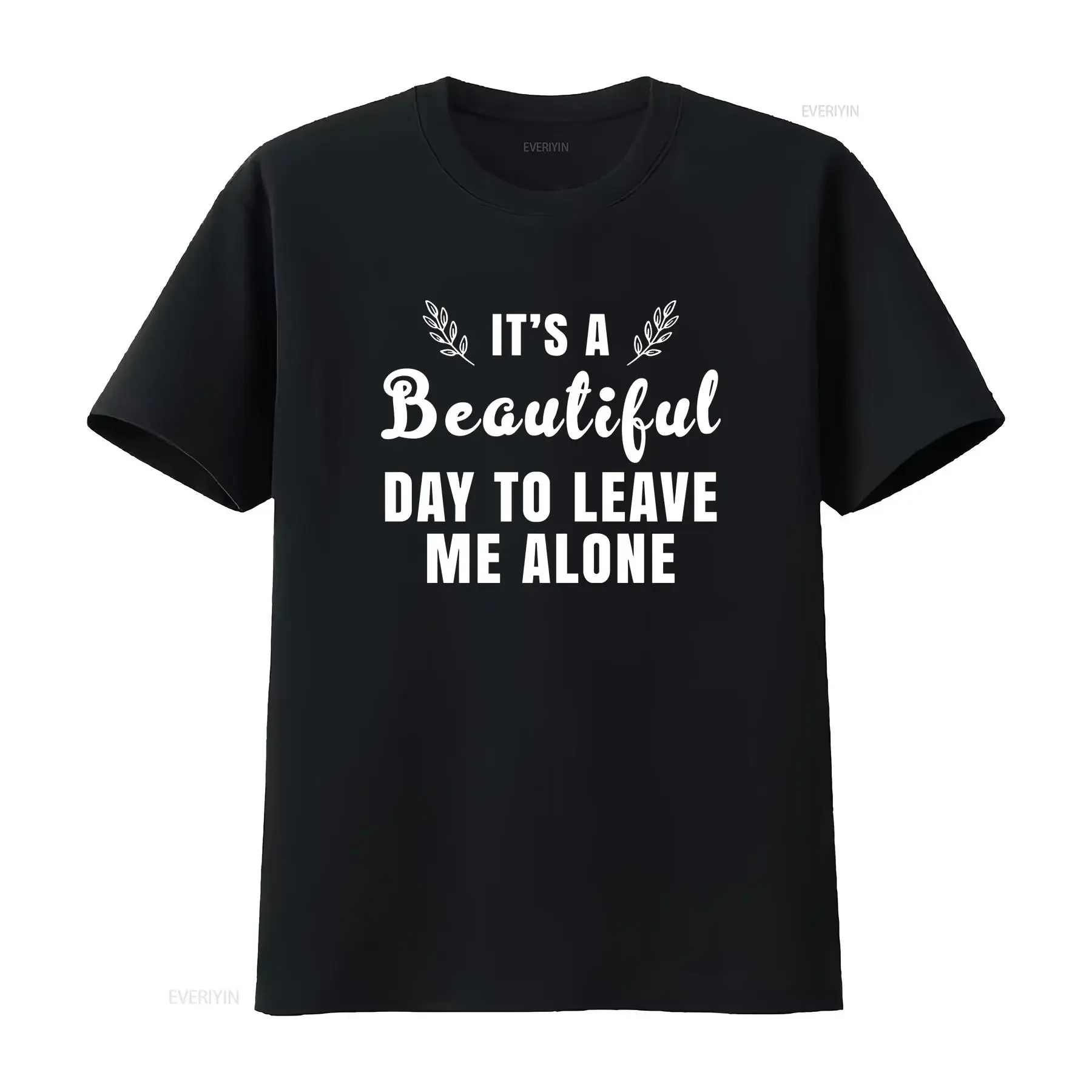 Фото Мужская футболка с надписью «It's A Beautiful Day To Leave Me Alone», винтажная, с эффектом потертости, для повседневной носки, с забавным графическим принтом.