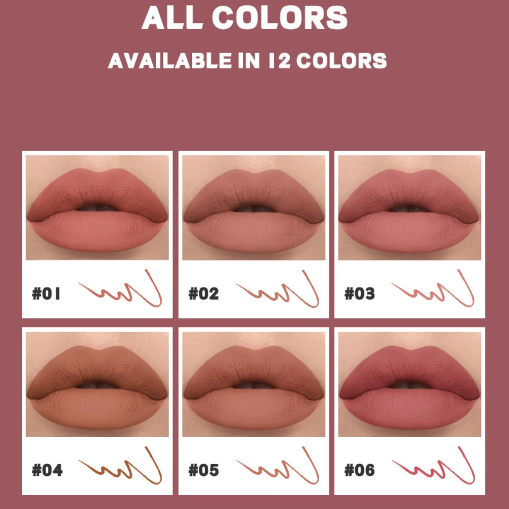 Pudaier 12 цветов Матовая подводка для губ ручка макияжа водостойкая бархатная