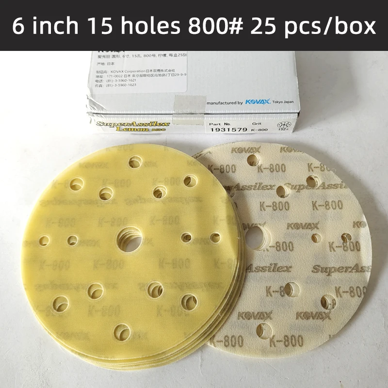 

Японская KOVAX 6-дюймовая мягкая матовая бумага для автомобильной краски, полировка поверхности, самоклеящаяся флокированная круглая наждачная бумага 150 мм