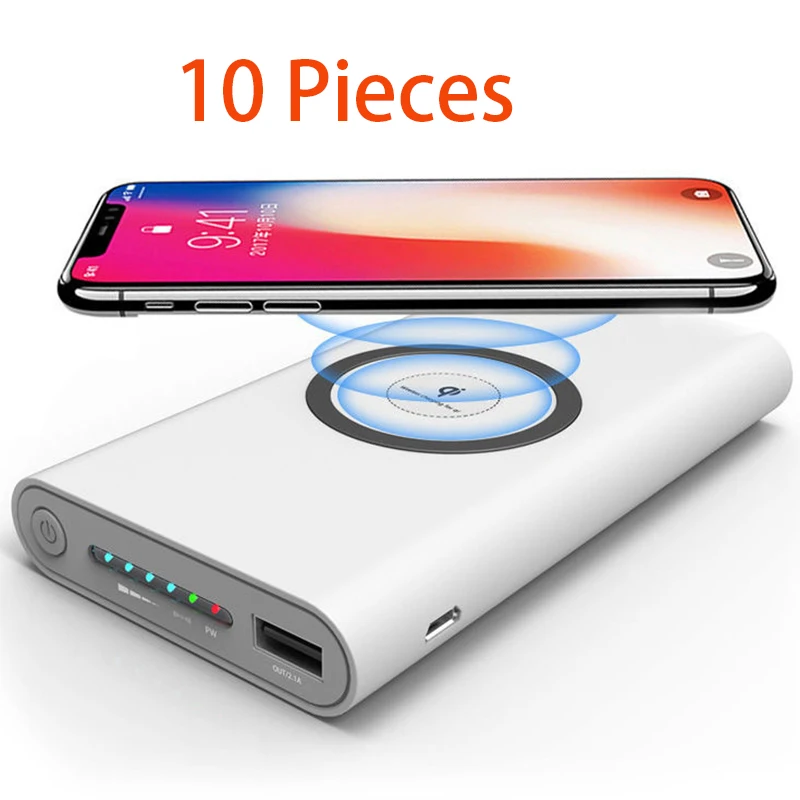 10 шт. 10000 мАч беспроводной внешний аккумулятор портативное зарядное устройство с