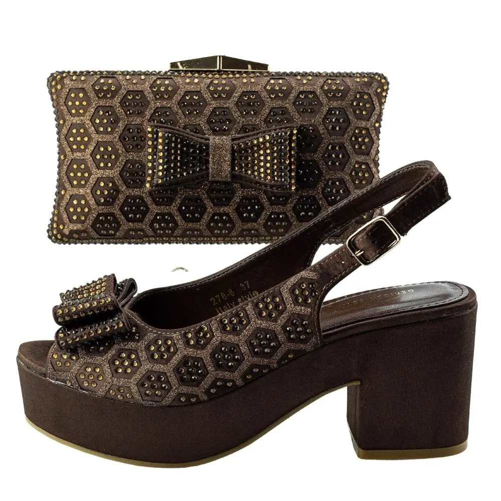 Peep Toe Bridal Sandals for Wedding Party Shoe and Bag Matching Set Italy Designer Shoe with Purse Evening Party Pumps Heel Bag