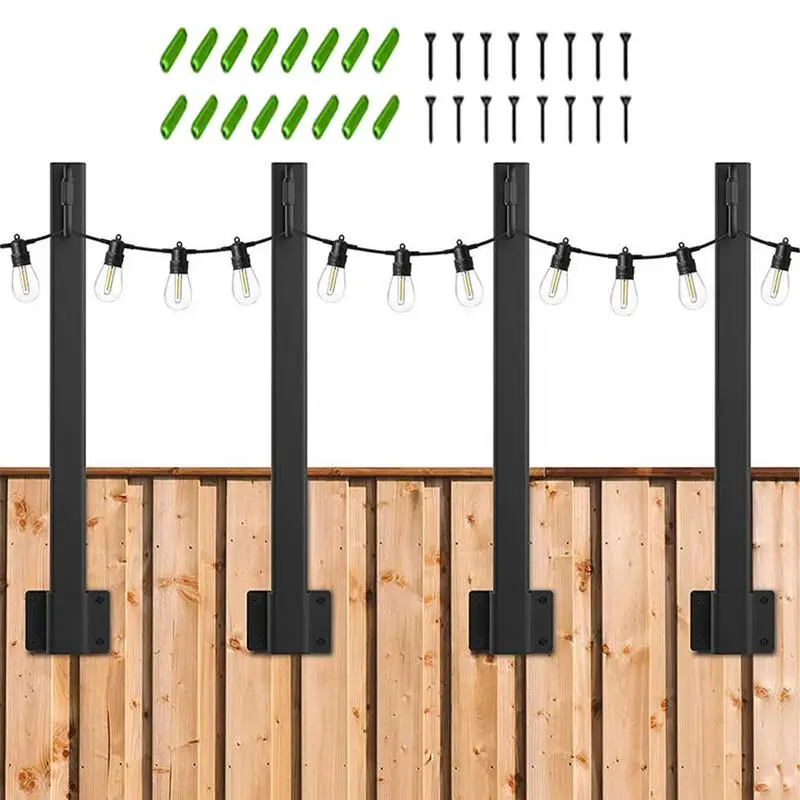 

Outdoor String Light Pole Load Bearing Metal Outdoor Lamps Poles With Screws Freestanding Hooking Light Poles For Indoor Outdoor
